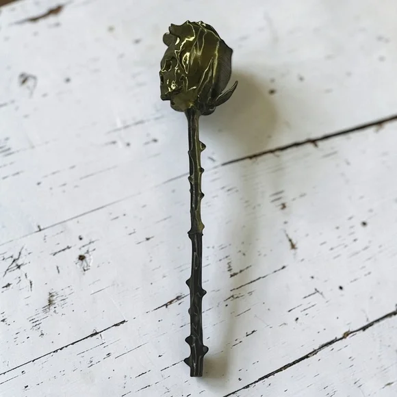 Handcrafted Multicolor Gold-Black Skull Rose (Price for 1) - Picture 14 of 16